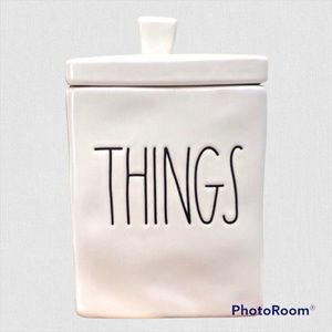 NWT RAE DUNN THINGS Canister with Cover Ceramic